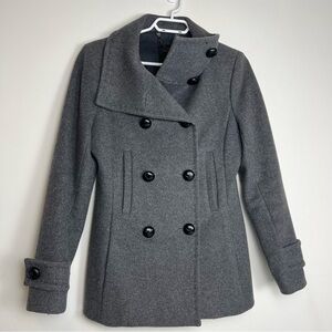 Babaton Howell Virgin Wool & Cashmere Double Breasted Coat - Heather Grey- Small